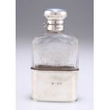 A GEORGE V SILVER AND GUILLOCHÉ ENAMEL-MOUNTED SPIRIT FLASK