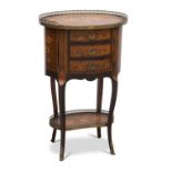 A LOUIS XV STYLE FLORAL MARQUETRY SIDE TABLE