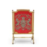 A LOUIS XVI STYLE GILTWOOD FIRESCREEN, 19TH CENTURY