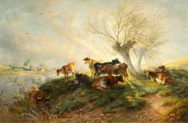 THOMAS GEORGE COOPER (1836-1901) CATTLE RESTING BY A RIVER