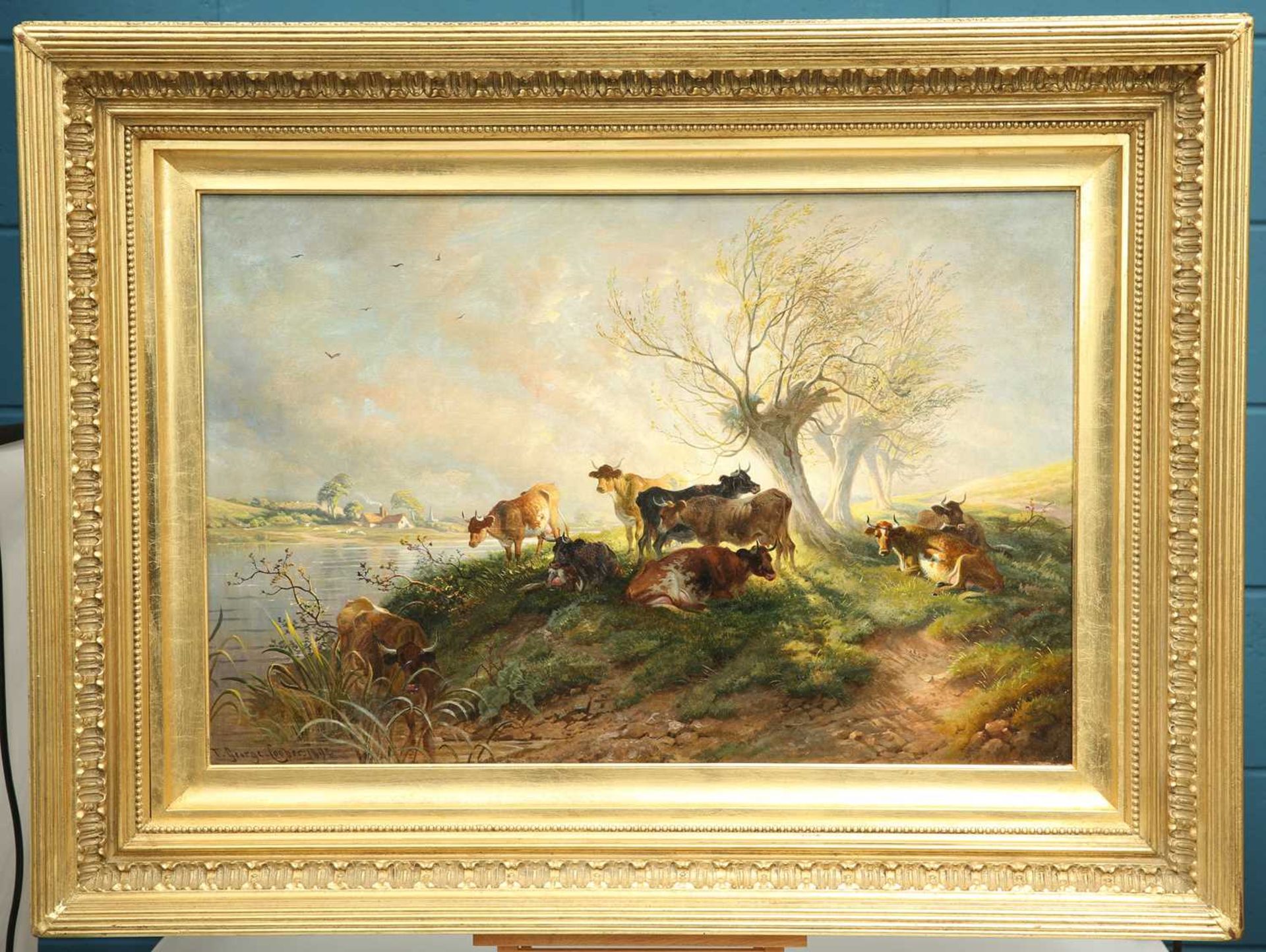 THOMAS GEORGE COOPER (1836-1901) CATTLE RESTING BY A RIVER - Image 2 of 3