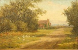 A FANSHAW (19TH/20TH CENTURY) A COUNTRY LANDSCAPE WITH RESTING DUCKS