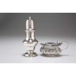 A VICTORIAN SILVER SUGAR CASTER AND MUSTARD