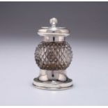 A LATE VICTORIAN SILVER AND CUT-GLASS PEPPER GRINDER