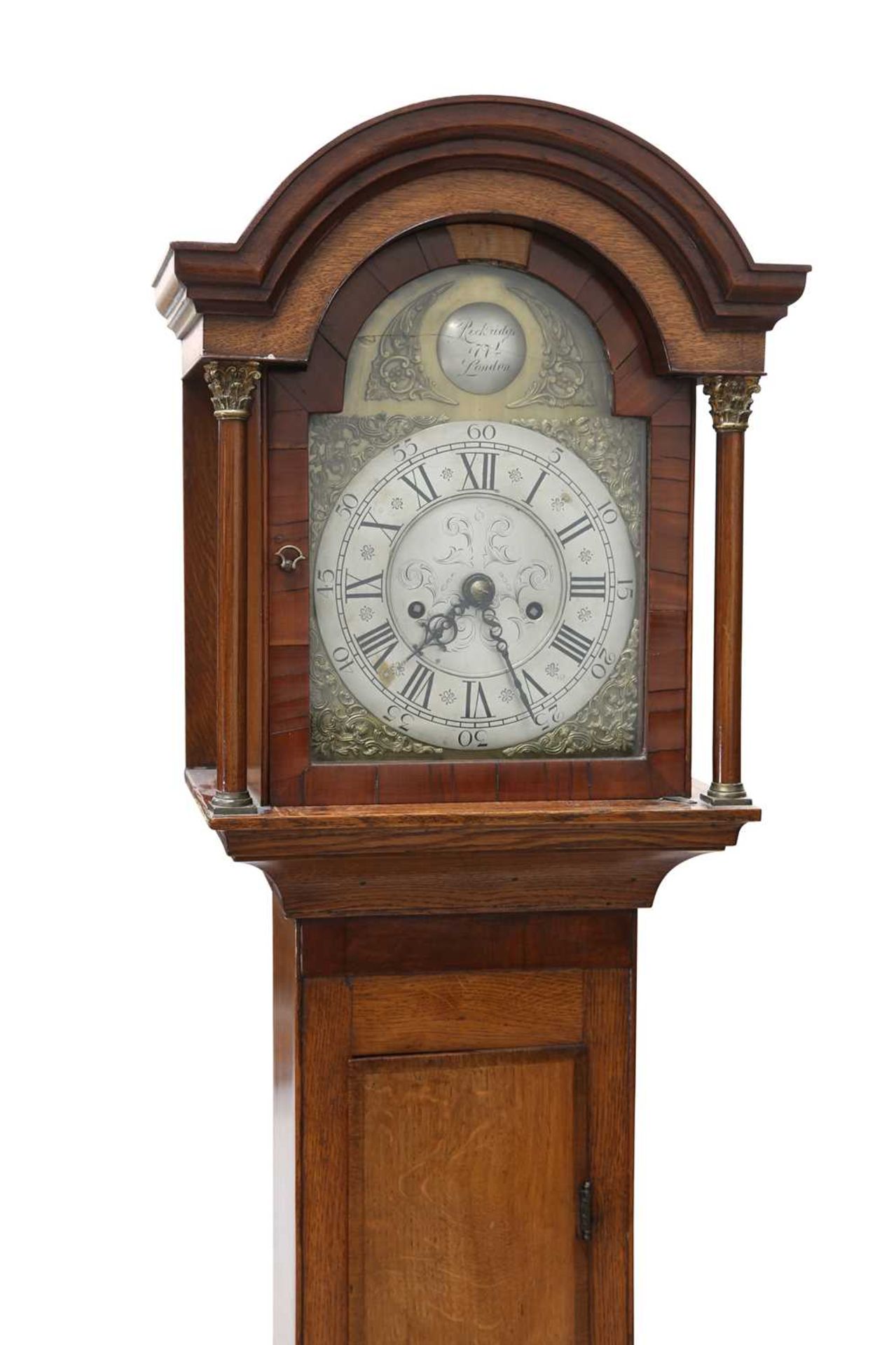 A SMALL INLAID OAK EIGHT-DAY LONGCASE CLOCK - Image 2 of 2