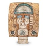 PENNY BLACK FOR TROIKA POTTERY, AN AZTEC DOUBLE SIDED FACE MASK
