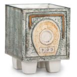 ANNE JONES FOR TROIKA POTTERY, A LARGE FOOTED CUBE PLANTER