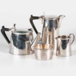 AN EARLY 20TH CENTURY SILVER-PLATED FOUR-PIECE TEA SERVICE