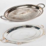 TWO SILVER-PLATED TWIN-HANDLED TRAYS