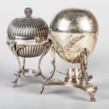 TWO VICTORIAN SILVER-PLATED EGG BOILERS
