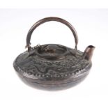 A CHINESE PATINATED METAL TEAPOT