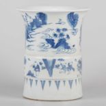 A CHINESE VERY LARGE BLUE AND WHITE BRUSHPOT