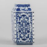 A CHINESE BLUE AND WHITE RHOMBOID VASE