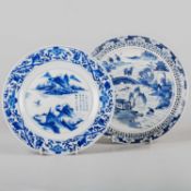 TWO CHINESE BLUE AND WHITE PLATES