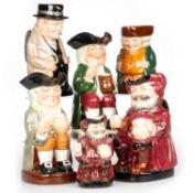 A GROUP OF SIX ROYAL DOULTON TOBY JUGS