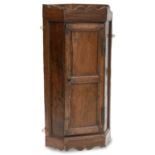 AN 18TH CENTURY AND LATER ELM HANGING CORNER CUPBOARD
