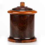 A TREEN LIGNUM VITAE STRING BARREL AND COVER, 19TH CENTURY