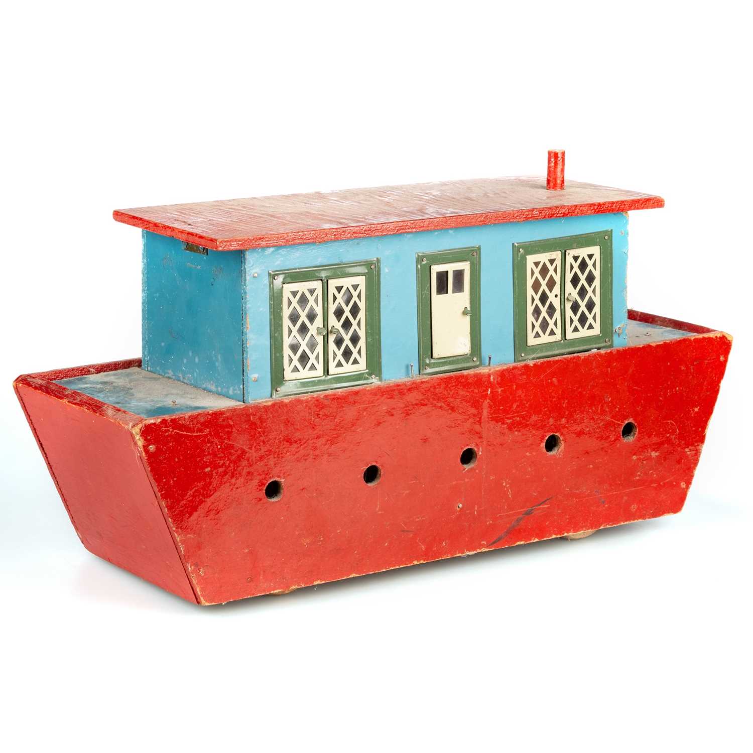 A PAINTED WOODEN ARK WITH LEAD ANIMALS - Image 2 of 2