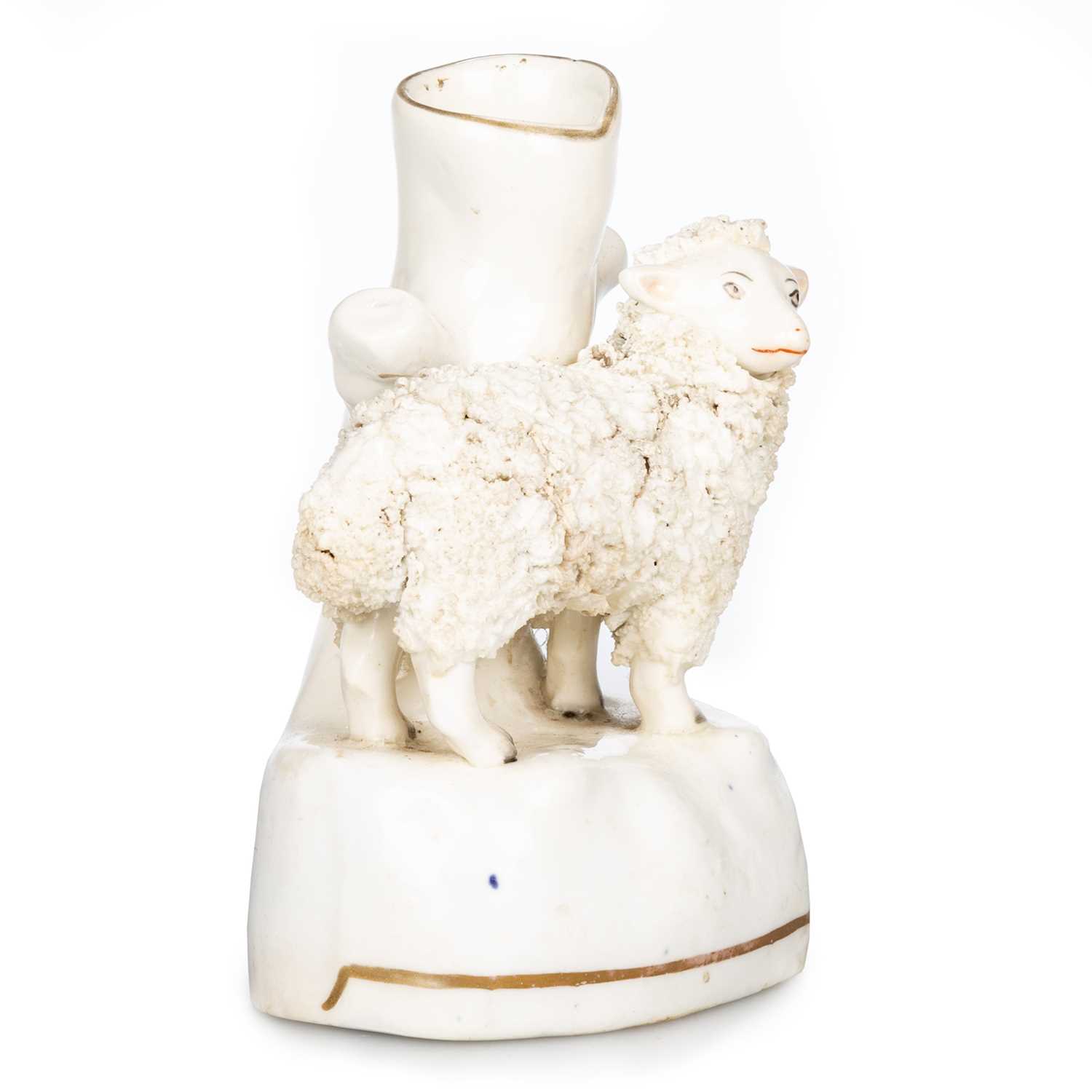 A STAFFORDSHIRE SHEEP SPILL VASE, CIRCA 1840 - Image 2 of 3