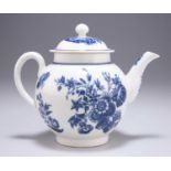 A CAUGHLEY BLUE AND WHITE TEAPOT AND COVER, CIRCA 1780