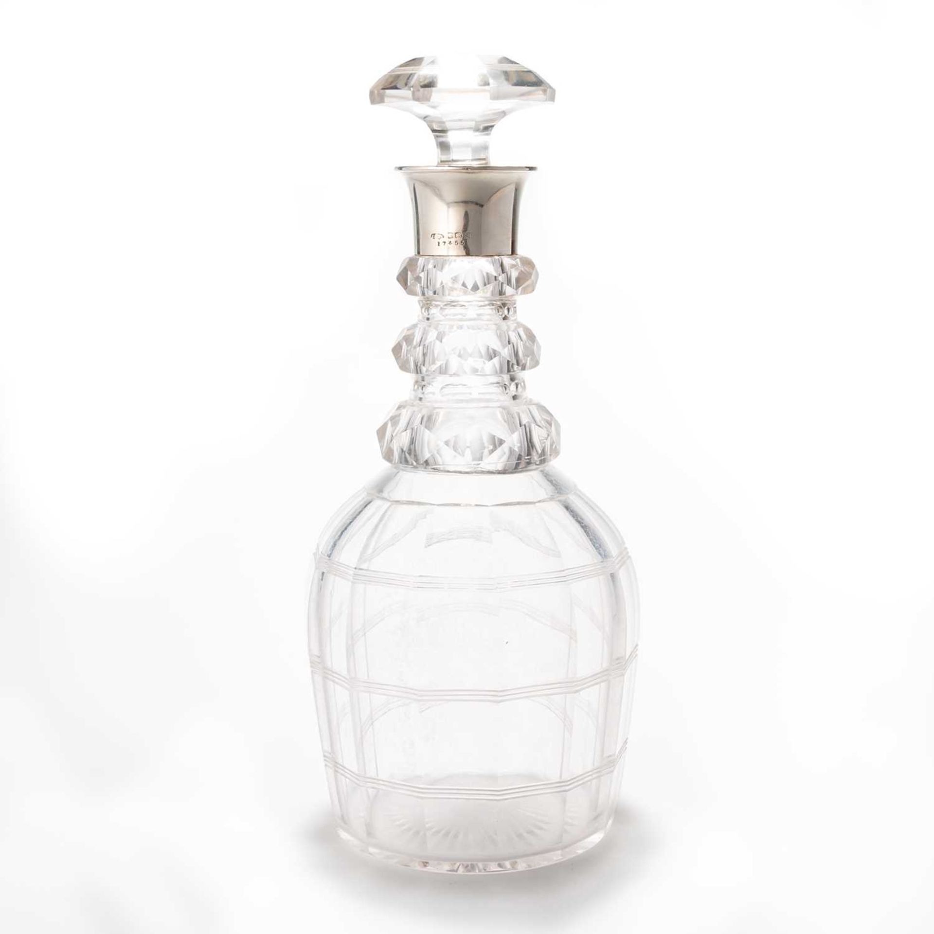 A GEORGE V SILVER-COLLARED AND CUT-GLASS DECANTER - Image 2 of 3