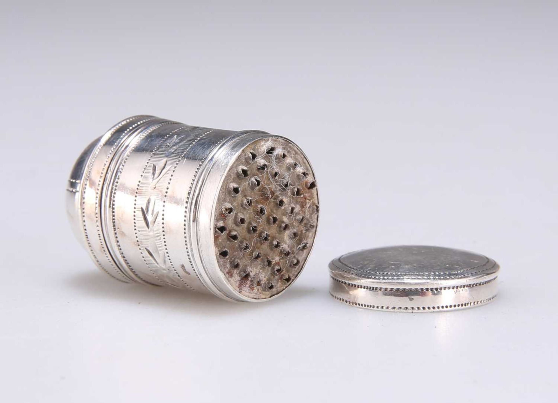 A SILVER NUTMEG GRATER