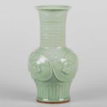 A CHINESE YUAN/MING STYLE MOULDED CELADON VASE