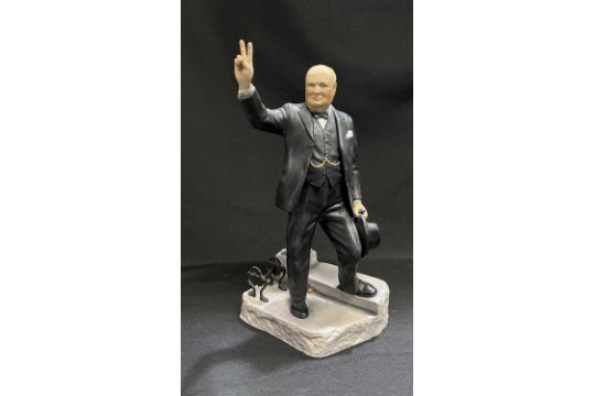 A PORCELAIN FIGURE OF WINSTON CHURCHILL, BY ASHMOR WORCESTER - Image 2 of 4