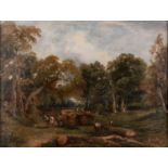 19TH CENTURY ENGLISH SCHOOL WOODLAND LOGGING SCENE