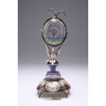 A VIENNESE SILVER AND ENAMEL TABLE CLOCK, LAST QUARTER 19TH CENTURY