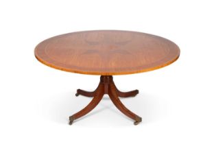 A REGENCY STYLE INLAID SATINWOOD TILT-TOP DINING TABLE, PROBABLY BY WILLIAM TILLMAN