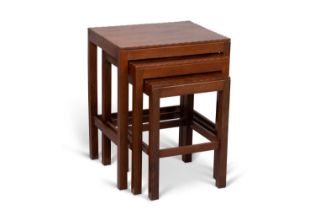 ARTHUR W. SIMPSON OF KENDAL, A RARE SET OF THREE SOLID WALNUT NESTING TABLES