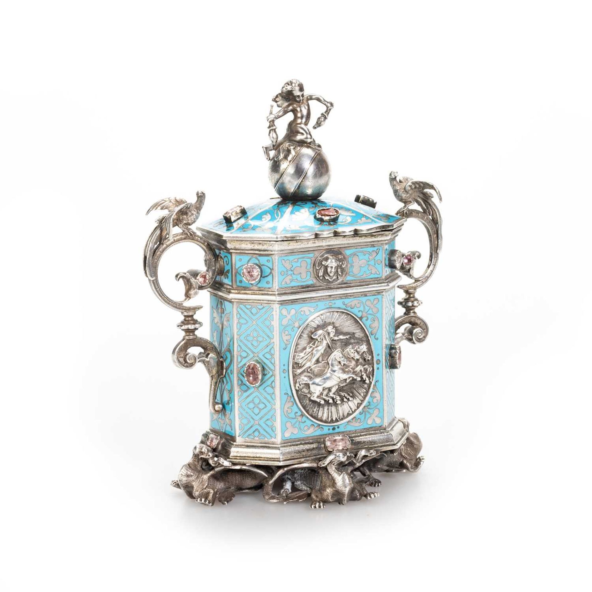 A 19TH CENTURY FRENCH SILVER AND ENAMEL TABLE VESTA, BY FRANÇOIS-DÉSIRÉ FROMENT-MEURICE (1802-1855)