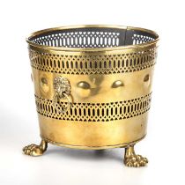 A 19TH CENTURY PIERCED BRASS JARDINIERE