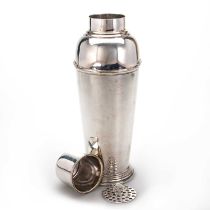 AN ART DECO SILVER-PLATED COCKTAIL SHAKER