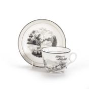 A NEW HALL BAT PRINTED CUP AND SAUCER