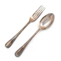 A LATE VICTORIAN SILVER CHRISTENING SPOON AND FORK