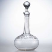 A VICTORIAN GLASS DECANTER AND STOPPER