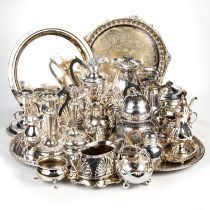 A LARGE COLLECTION OF 19TH CENTURY AND LATE SILVER-PLATE