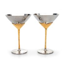 STUART DEVLIN FOR VINERS, A PAIR OF STAINLESS STEEL MARTINI OR CHAMPAGNE BOWLS