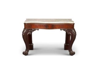 A 19TH CENTURY MAHOGANY AND FAUX MARBLE CONSOLE TABLE