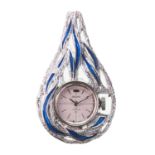 A STEEL AND ENAMEL SEIKO PENDANT WATCH