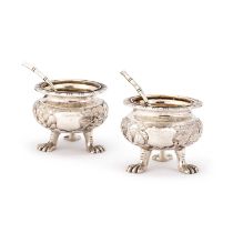 A PAIR OF CHINESE EXPORT SILVER SALTS