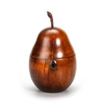 A GEORGIAN FRUITWOOD PEAR-SHAPED TEA CADDY