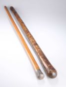 A 19TH CENTURY SILVER-TOPPED MALACCA CANE