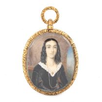 19TH CENTURY ENGLISH SCHOOL PORTRAIT MINIATURE OF A LADY