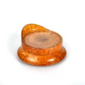A TREEN SNUFF BOX IN THE FORM OF AN OFFICER'S HAT, 19TH CENTURY