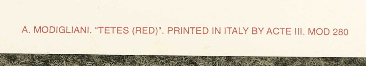 AFTER AMEDEO MODIGLIANI (1884-1920) TETES (RED) AND TESTA SCULTOREA - Image 5 of 5