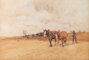 JOHN ATKINSON (1863-1924) PLOUGHING THE FIELD