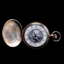 A GOLD PLATED FULL HUNTER POCKET WATCH